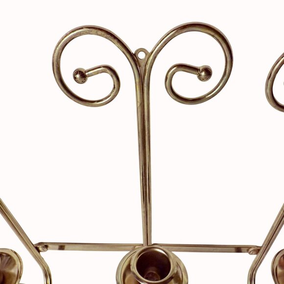 Hollywood Regency Brass Wall Sconce Triple Taper Candle Holder VTG 70s Elegant - Picture 13 of 15